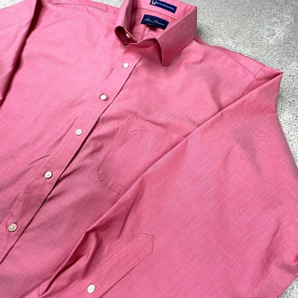 Alan Flusser Long Sleeve Button Front Shirt‎ Size 17.5 XL Strawberry Color - Picture 3 of 6